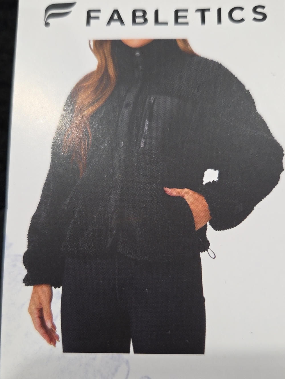 Fabletics Black Teddy Sherpa Jacket with Zip Pocket